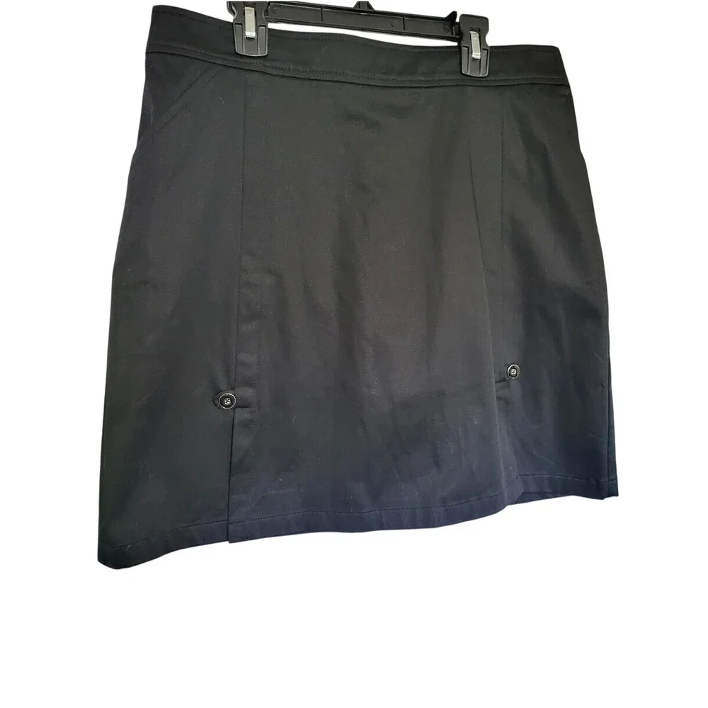 Tribal Women's Preppy Black Button Detail Front Slit Stretch Mini Skirt 8 NEW - Picture 1 of 7